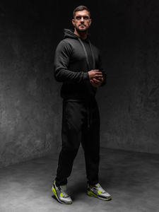 Fekete férfi kapucnis melegítő Bolf D012A1