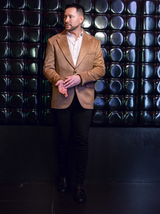 Bársony férfi zakó camel színű Bolf24410