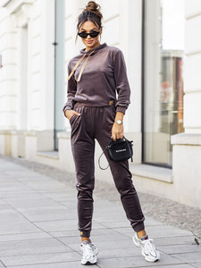 Grafit színű kétrészes velúr női melegítő együttes Bolf 637