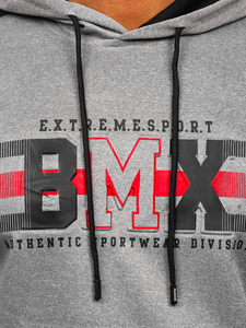 Szürke mintás férfi pulcsi kapucnival Bolf HY973