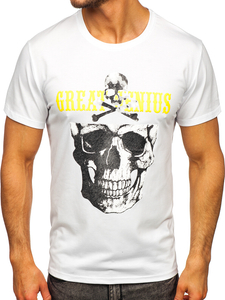 Mintás férfi póló fehér színben Bolf  Y70005