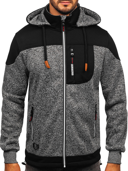 Antracit férfi kapucnis pulóver-kabát Bolf TC1268