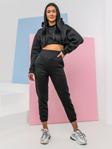 Fekete színű női kétrészes oversize melegítő szett Bolf 8C68