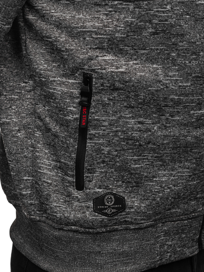 Szürke meleg férfi pulóver kapucnival Bolf TC1307