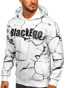 Fehér mintás férfi pulcsi kapucnival Bolf 6453