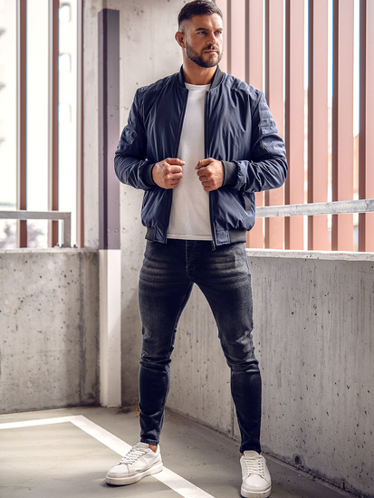 Sötétkék férfi átmeneti bomberdzseki Bolf 84M3007A