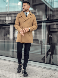 Férfi télikabát rövid, dupla soros camel színű Bolf 11Z8215A