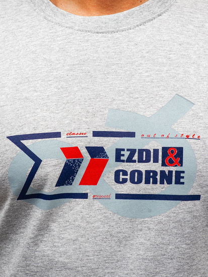 Szürke színű férfi pamut póló Bolf 14736