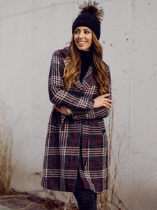 Grafit színű téli női hosszú bélelt kabát övvel Bolf OMDL011