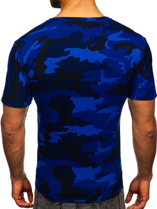 Terepmintás férfi póló gránátkék színben Bolf S807