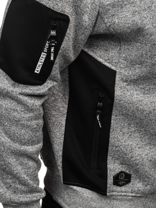 Szürke férfi pulóver-dzseki kapucnival Bolf TC1211