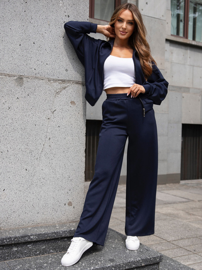 Női két darabos szett cipzárral tengerészkék Bolf 821109