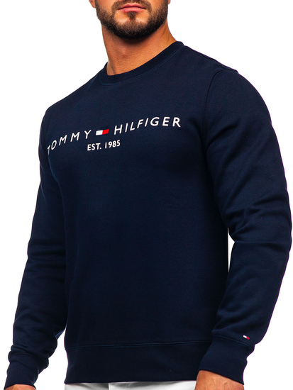 Gránátkék férfi pulcsi kapucni nélkül mintával Tommy Hilfiger MW0MW11596