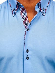 Rövid ujjú férfiing égszínkék színben Bolf 6540