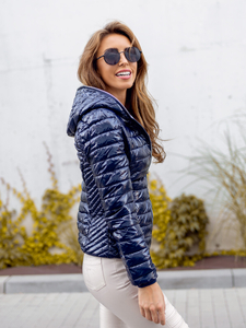 Steppelt átmeneti női dzseki kapucnival gránátkék színben Bolf 9752