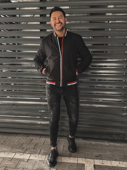 Fekete férfi átmeneti bomber dzseki Bolf 8M96