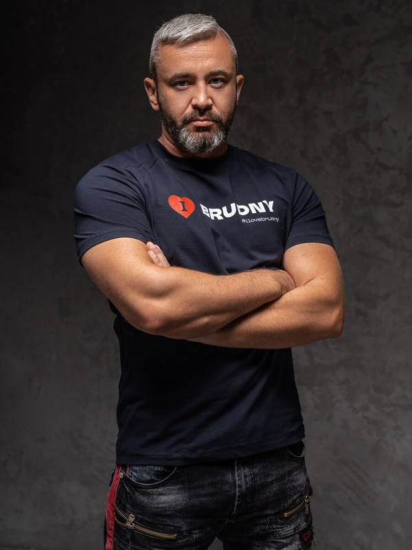 Sötétkék férfi póló Igor Brudny kollekcióból nyomattal 02