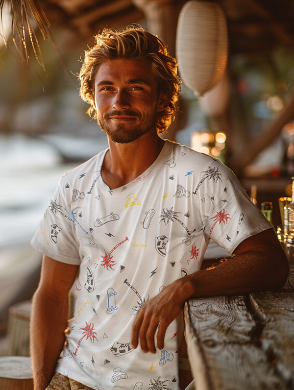 Fehér férfi póló mintával Bolf 1150A2