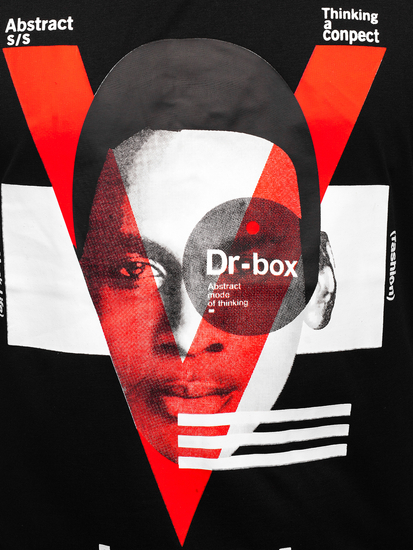 Mintás férfi póló fekete színben Bolf KS2552