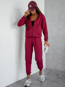 Női két darabos szett kapucnival bordó Bolf 821110