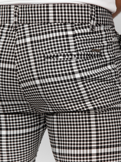 Fekete-fehér férfi kockás elegáns szövetnadrág Bolf 184147