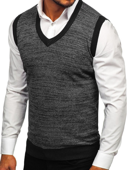 Férfi pulcsi ujjatlan fekete Bolf 8131