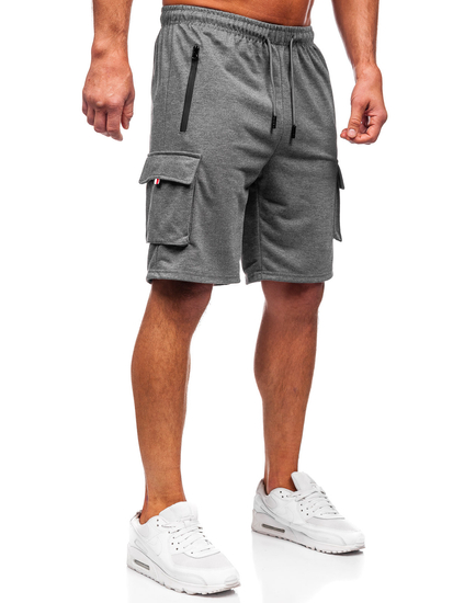 Grafitszürke pamut cargo rövidnadrág férfi Bolf 8K1501