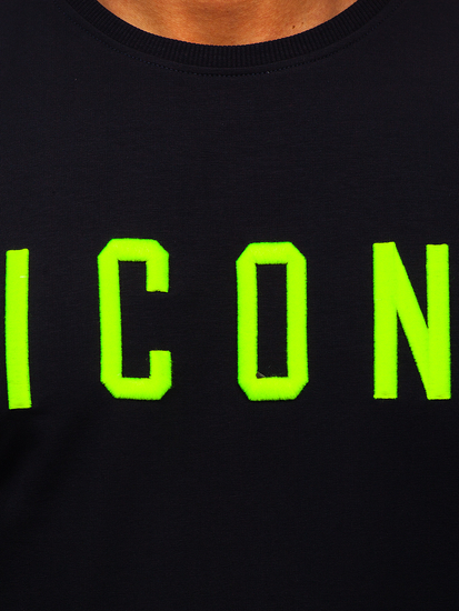 Kapucni nélküli gránátkék férfi pulcsi hímzett 3D-s mintával Bolf 146176