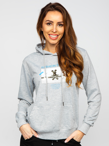 Szürke női mintás kapucnis pulcsi Bolf HL9268