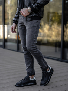 Férfi slim fit farmernadrág grafit színben Bolf 6597