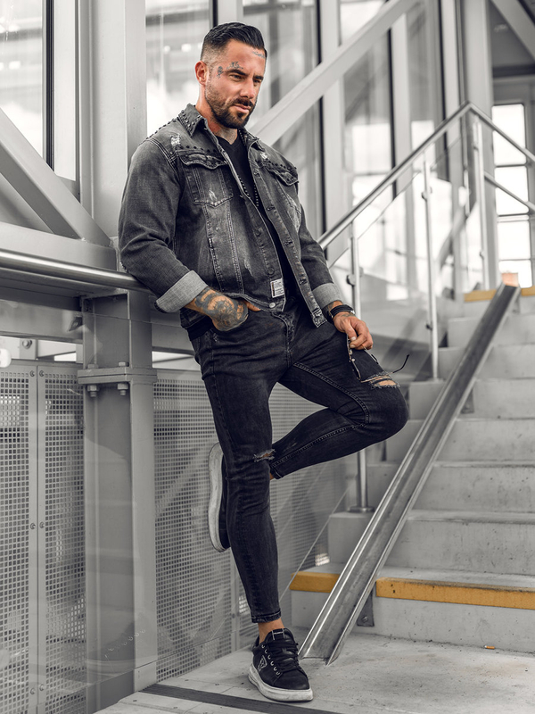 Férfi farmerdzseki fekete színben Bolf MJ504NA