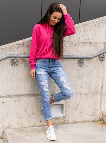 Női kenguru pulcsi fukszia színben Bolf W02B