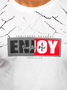 Fehér színű férfi pamut póló mintával Bolf 147737