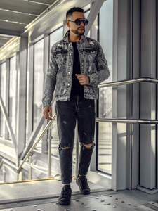 Férfi farmerdzseki szürke színben Bolf AK588