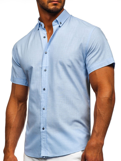 Rövid ujjú férfiing égszínkék Bolf 20501