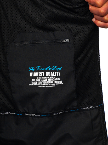 Férfi softshell dzseki fekete-kék színben Bolf WX061