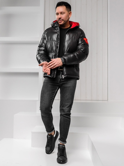 Fekete steppelt téli férfi kabát Bolf 5M3198