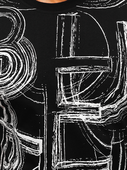 Mintás férfi póló fekete színben Bolf KS2525T