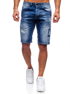 Férfi farmer rövidnadrág gránátkék színben Bolf R3007