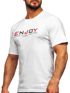 Férfi pamut póló mintával fehér színben Bolf 14773