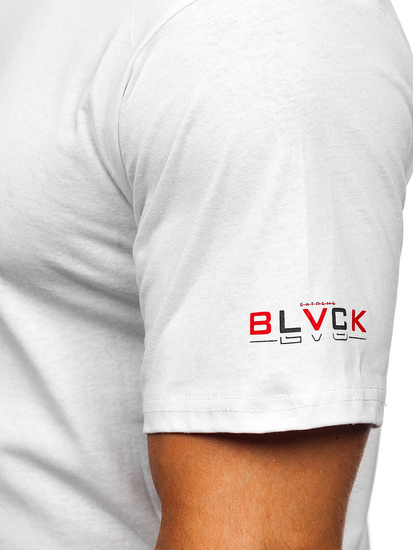 Fehér színű férfi pamut póló mintával Bolf 14739