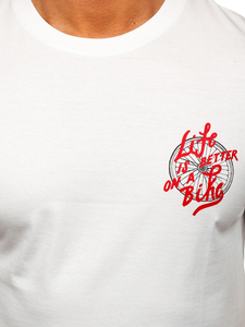 Fehér pamut férfi póló mintával Bolf MPO3555