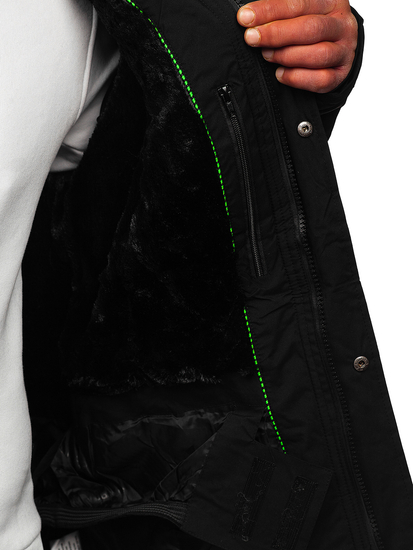 Fekete-zöld téli sportos férfi sídzseki Bolf 7097