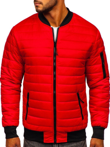 Átmeneti steppelt férfi bomberdzseki piros színben Bolf MY-02A