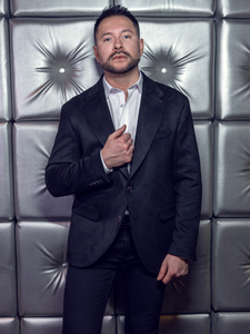 Férfi fekete bársony zakó Bolf 24410