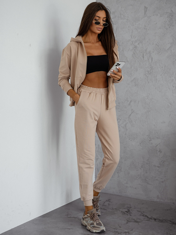 Női két darabos szett kapucnival bézs Bolf 821110