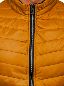 Camel színű steppelt kapucnis férfi mellény Bolf 7103