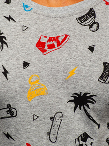 Mintás férfi póló szürke színben Bolf 1150