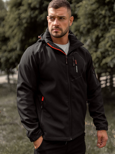 Fekete-narancssárga átmeneti férfi softshell dzseki Bolf WX088A