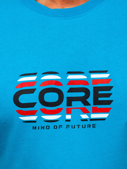 Férfi pamut póló türkiz színben Bolf 14731